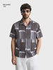 Men's Grey Relaxed Fit Textured Casual Shirt