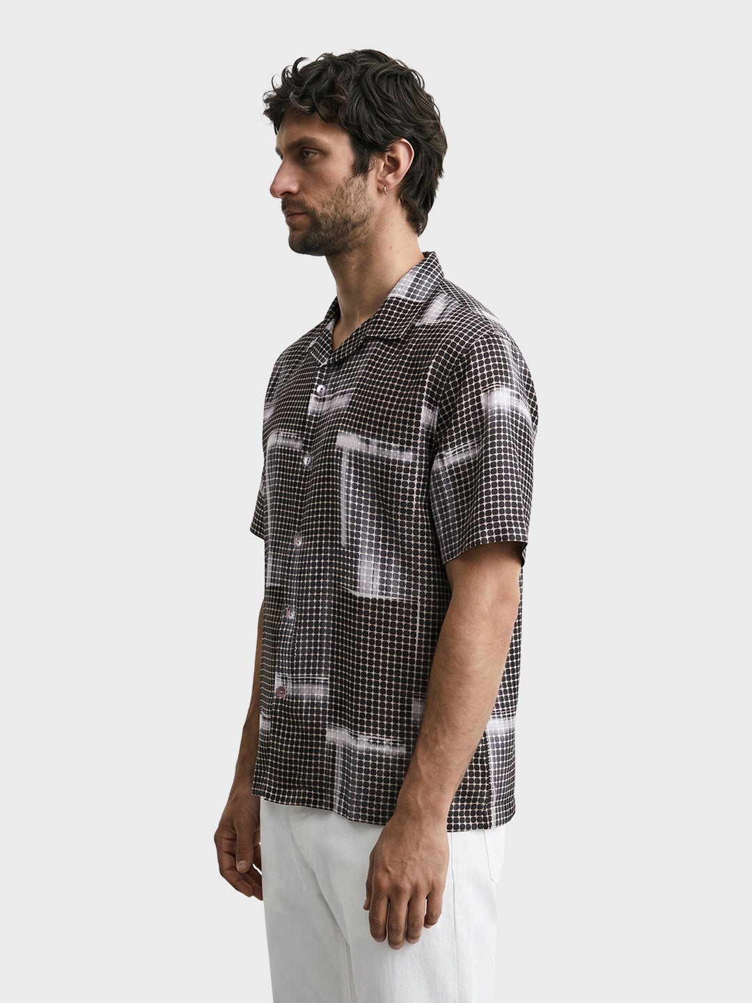 Men's Grey Relaxed Fit Textured Casual Shirt