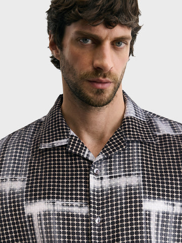 Men's Grey Relaxed Fit Textured Casual Shirt