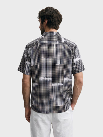 Men's Grey Relaxed Fit Textured Casual Shirt