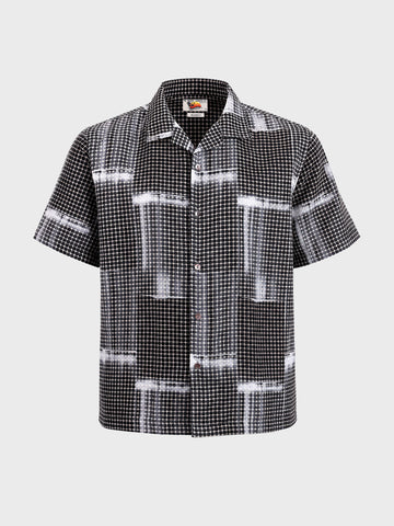 Men's Grey Relaxed Fit Textured Casual Shirt