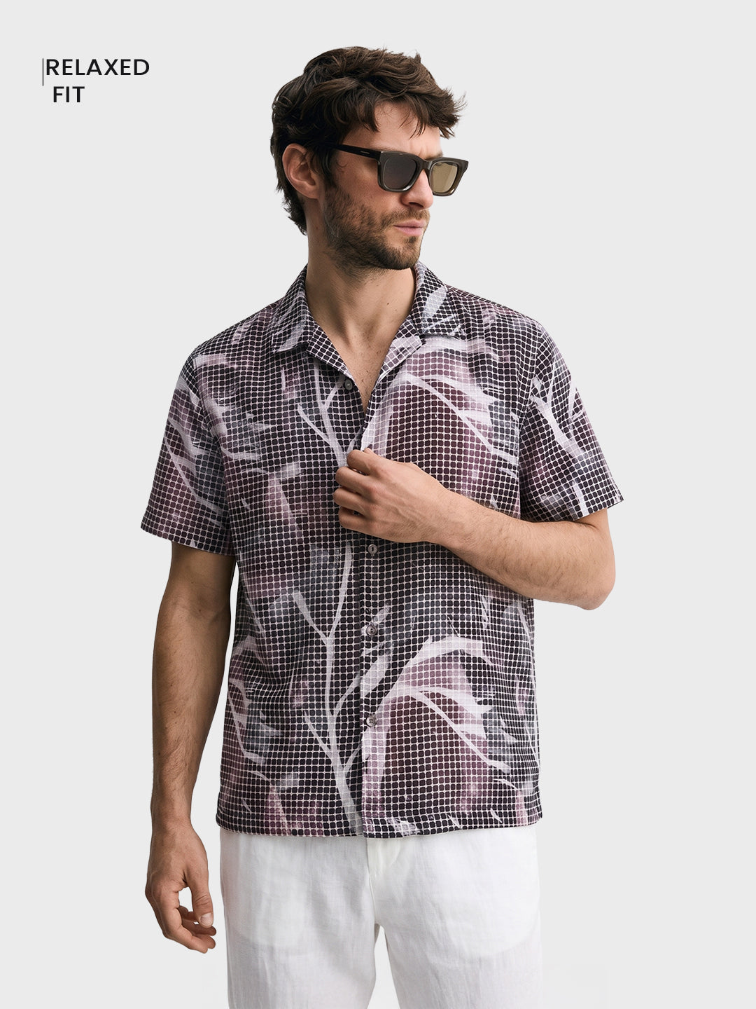 Men's Maroon Relaxed Fit Textured Casual Shirt