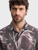 Men's Maroon Relaxed Fit Textured Casual Shirt