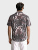 Men's Maroon Relaxed Fit Textured Casual Shirt