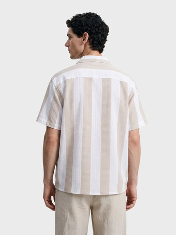 Men's Beige Relaxed Fit Solid Resort Wear Shirt