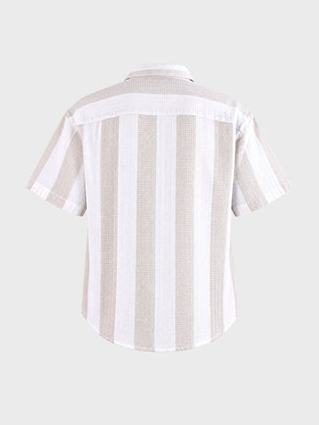 Men's Beige Relaxed Fit Solid Resort Wear Shirt