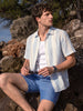 Men's Blue Relaxed Fit Solid Resort Wear Shirt