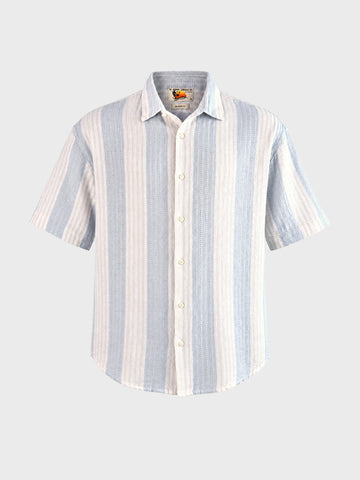 Men's Blue Relaxed Fit Solid Resort Wear Shirt