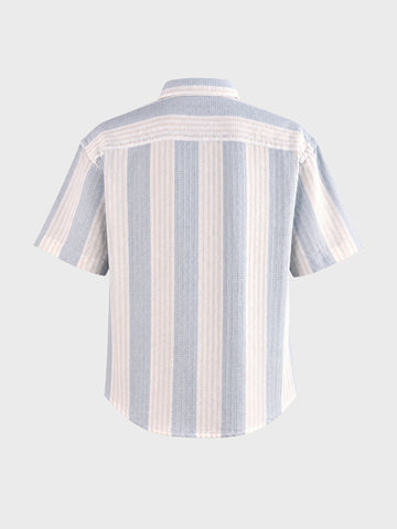 Men's Blue Relaxed Fit Solid Resort Wear Shirt