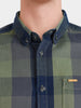 Men's Green Slim Fit Checkered Casual Shirts