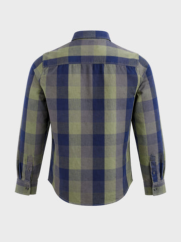 Men's Green Slim Fit Checkered Casual Shirts