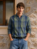 Men's Green Slim Fit Checkered Casual Shirts