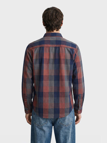 Men's Brown Slim Fit Checkered Casual Shirts