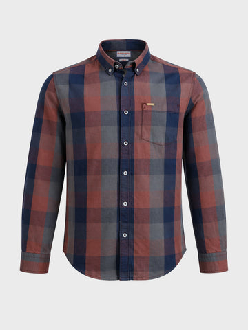 Men's Brown Slim Fit Checkered Casual Shirts