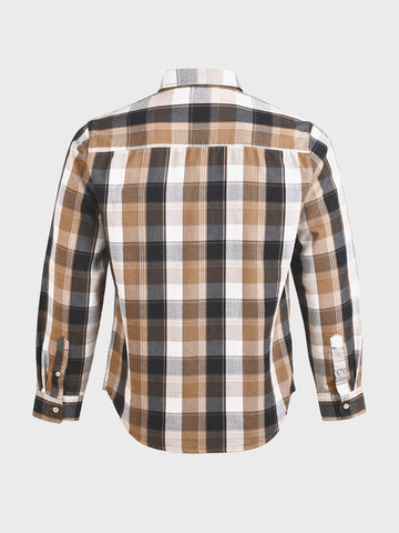 Men's Khaki Slim Fit Checkered Casual Shirts