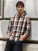 Men's Khaki Slim Fit Checkered Casual Shirts