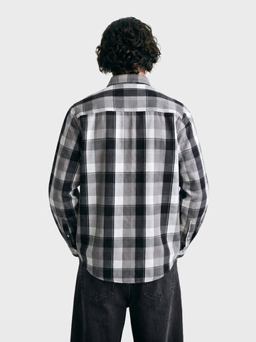 Men's Grey Slim Fit Checkered Casual Shirts