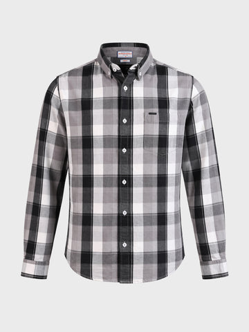 Men's Grey Slim Fit Checkered Casual Shirts