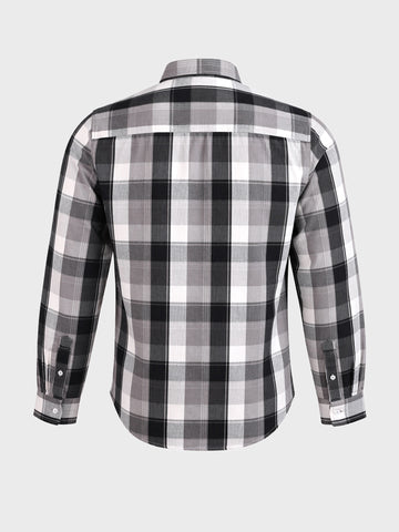 Men's Grey Slim Fit Checkered Casual Shirts