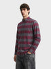 Men's Maroon Slim Fit Striped Casual Shirt