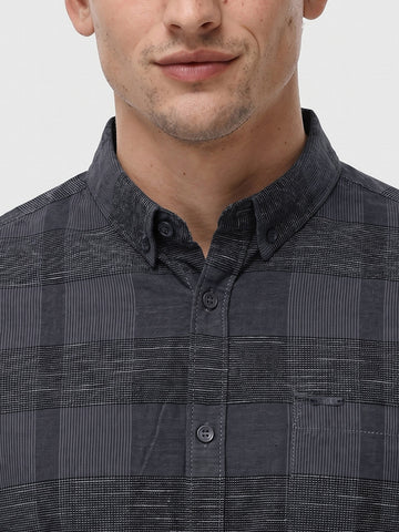 Men's Grey Slim Fit Striped Casual Shirt