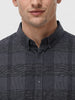 Men's Grey Slim Fit Striped Casual Shirt