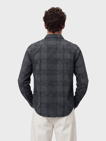 Men's Grey Slim Fit Striped Casual Shirt