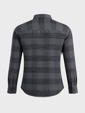 Men's Grey Slim Fit Striped Casual Shirt