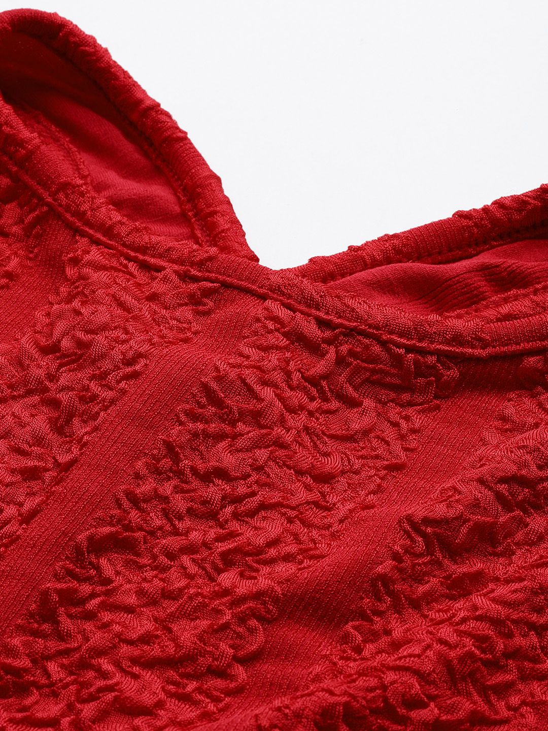 Freehand by The Indian Garage Co Women Fitted Textured Crop Top
