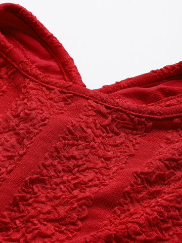 Freehand by The Indian Garage Co Women Fitted Textured Crop Top
