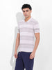 Men's Beige Slim Fit Printed Polo Collar T-shirt