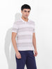 Men's Beige Slim Fit Printed Polo Collar T-shirt