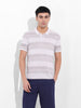 Men's Beige Slim Fit Printed Polo Collar T-shirt