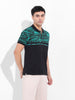 Men's Green Slim Fit Abstract Printed Polo Collar T-shirt