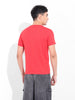 Men's Red Slim Fit Placement Print Round Neck T-shirt