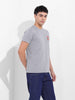 Men's Grey Slim Fit Graphic Back Printed Round Neck T-shirt