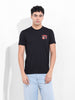 Men's Black Slim Fit Graphic Back Printed Round Neck T-shirt