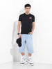 Men's Black Slim Fit Graphic Back Printed Round Neck T-shirt