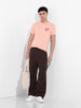 Men's Pink Slim Fit Graphic Back Printed Round Neck T-shirt