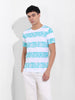 Men's White Slim Fit Printed Round Neck T-shirt