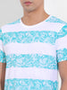 Men's White Slim Fit Printed Round Neck T-shirt