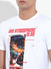 Men's White Slim Fit Printed Round Neck T-shirt