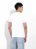 Men's White Slim Fit Printed Round Neck T-shirt