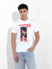 Men's White Slim Fit Printed Round Neck T-shirt