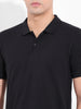 Men's Black Slim Fit Graphic Back Printed Polo Collar T-shirt