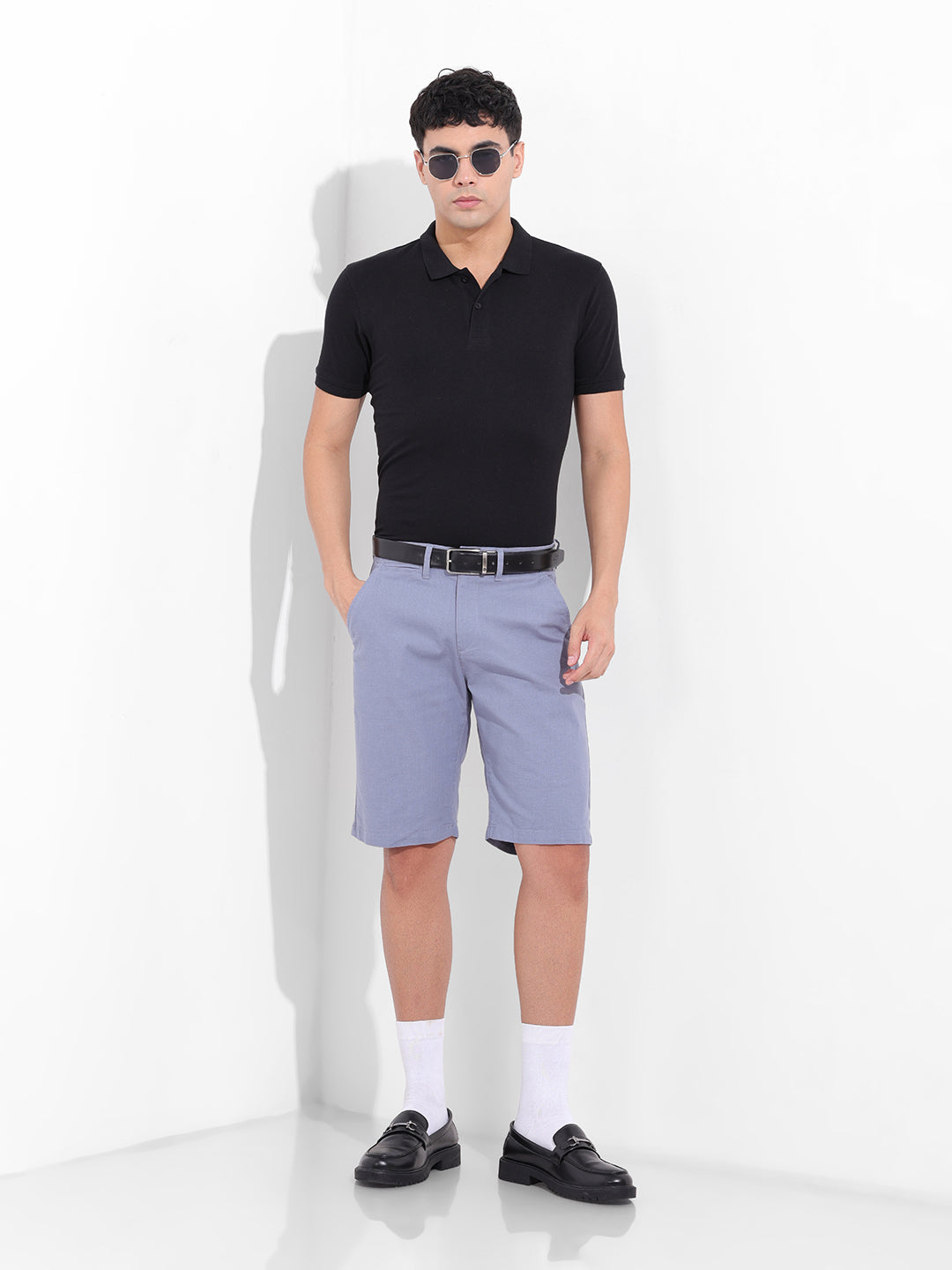 Men's Black Slim Fit Graphic Back Printed Polo Collar T-shirt