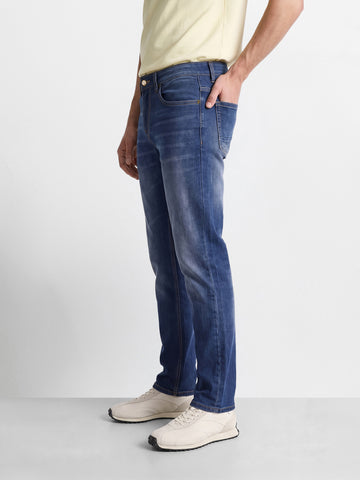 Men's Blue Slim Fit Solid Casual Jeans