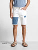 Men's White Slim Fit Colourblocked Casual Shorts