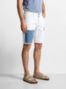 Men's White Slim Fit Colourblocked Casual Shorts