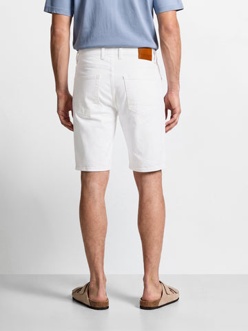 Men's White Slim Fit Colourblocked Casual Shorts